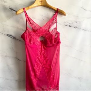 LoveHoney PLUS Hot Pink Lace Criss Cross Bust Chemise Lingerie